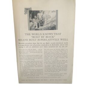 Vintage 1929 Buick The World Knows Ad Advertisement
